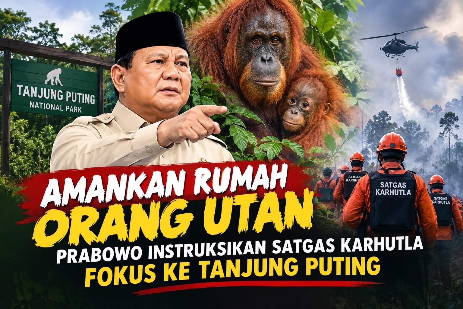 Amankan Rumah Orang Utan, Presiden Prabowo Instruksikan Satgas Karhutla Fokus ke Tanjung Puting